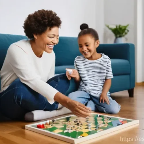 사회성 발달 활동 - **Prompt:** A heartwarming scene of intergenerational connection in a sunlit living room. An elderly...