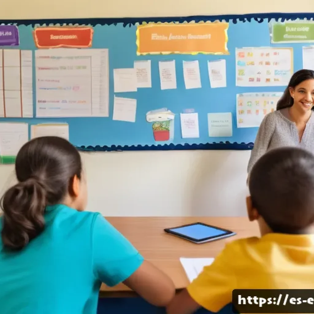 학부모 참여 프로그램 - A warm and inviting classroom scene in a Spanish-speaking community, showing a diverse group of pare...